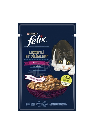 4 Adet Felix Lezzetli Et Dilimleri Ördekli Yaş Kedi Maması 80 Gr