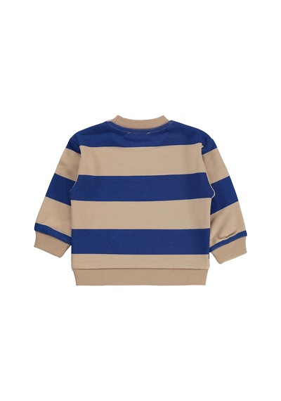 Silversun Kids Silversun Athletic Baskılı Çizgili 2-7 Yaş Sweatshirt - Mavi Saks Mavisi