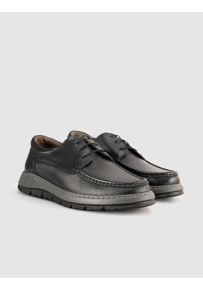 Cabani Hakiki Deri Siyah Erkek Günlük Sneaker Ayakkabı