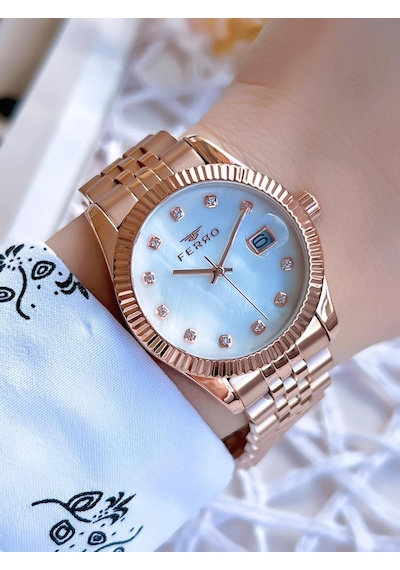 Ferro Rose Gold Renk 3 Atm Suya Dayanıklı Çelik Kordon Özel Tasarım Kadın Kol Saati Bmn.8a2112fe