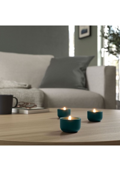 Tealight Mumluk, Koyu Turkuaz, 3 Cm Acı Kahverengi