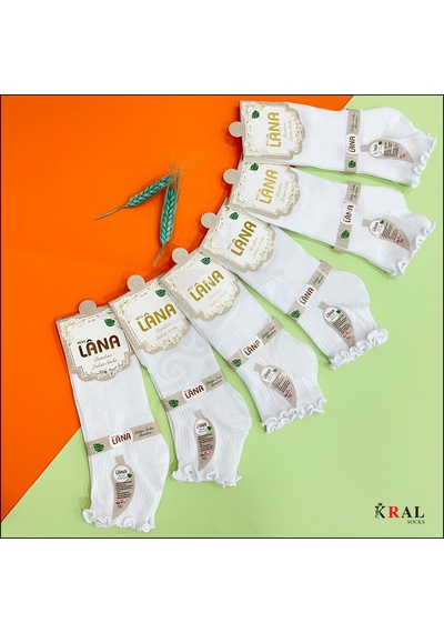 Kral Socks Kadın Bambu Çorap 6 Çift Fırfırlı Patik Kadın Çorap