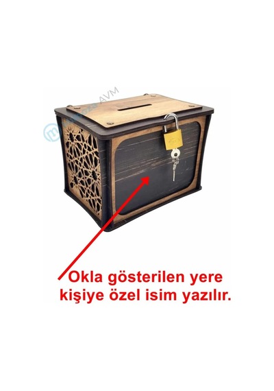 El Yapımı Dikdörtgen Ahşap Bahşiş Kutusu Sandık Tip Box Kumbara Tibbox Hediye