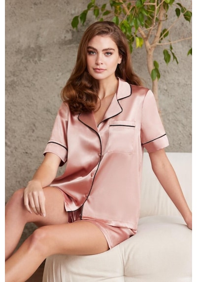 Pierre Cardin Brandy Kadın Saten Biyeli Pijama Takımı 1205 Bronz