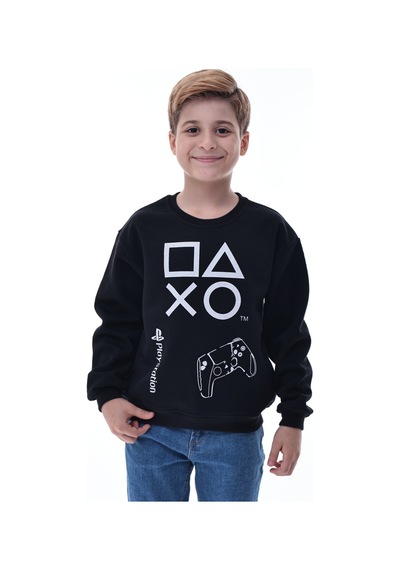 Playstation Baskılı Çocuk Sweatshirt Siyah Gamer Oyun Sever Sweat Siyah