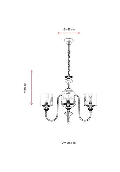 Av-4161-3e Eskitme Kaplama Modern Avize, E27, Metal, Cam, 62cm Diğer