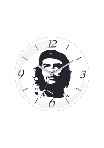 Che Guevara En Çok Satılan Çap 30cm Sessiz Akar Bombeli Gerçek Cam Duvar Saati Siyah