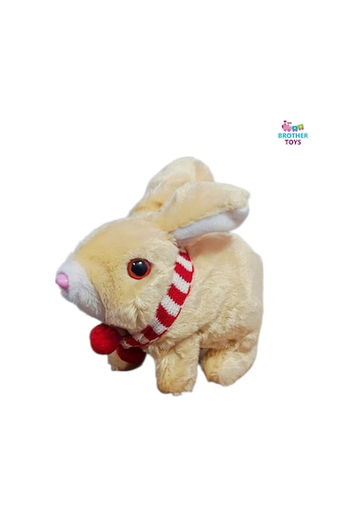 Elektronik Pilli Zıplayan Atkılı Hareketli Peluş Sevimli Tavşan Oyuncak 18 Cm. Beyaz Gri Pembe Kahve Bej
