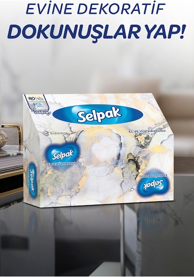 Selpak El Ve Yüz Havlusu Kutulu Mermer Desen 5 80 Yaprak