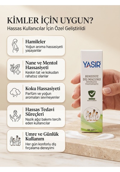 Kokusuz Diş Macunu Aromasız 50 Ml Günlük Ağız Bakım Macunu Diş Hassasiyeti