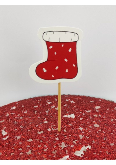 30 Adet Dekoratif Karton Noel Çorabı Şeklinde Yılbaşı Kürdanı 6,5 Cm