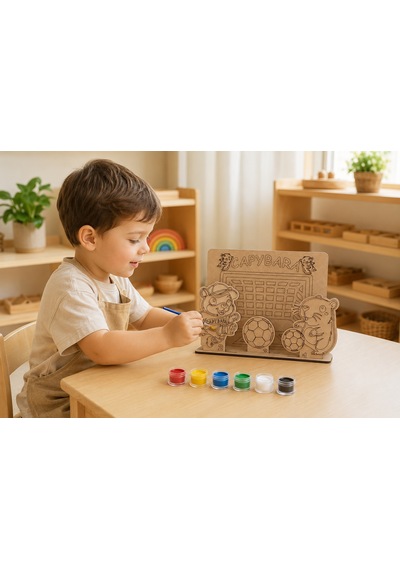 L Temalı Ahşap Boyama Seti 3d Geçmeli Mdf Dekor, 6 Renk Boya Ve Fırça Dahil
