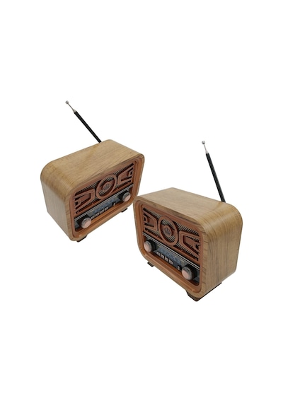 Radyo Retro Açık Ahşap Bluetooth Hoparlör Tf Kart Şarjlı Led N0a1