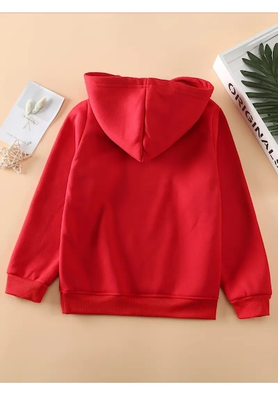 Uyguntarz Unisex Sevimli Pati Kalp Baskılı Oversize Genel Kırmızı