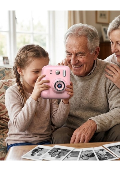Hd Ekranlı Çocuk Fotoğraf Makinesi Video Kayıt Ve Baskı Kağıdı  Kalem