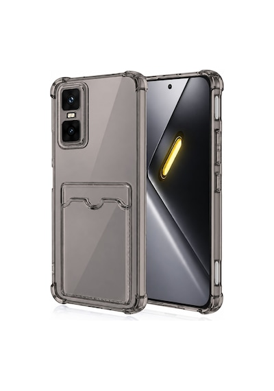 Caseonn Infinix Gt 30 Pro Kılıf Airbag Kristal Kartlık Bölmeli Silikon Kapak Füme