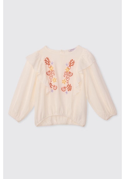 Panço Kız Çocuk Ekru-oranj Bluz 2611gk57037