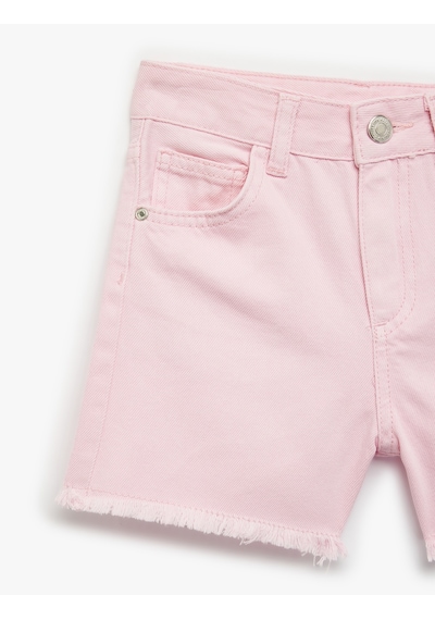 Koton Pamuklu Cepli Düz Kesim Jean Şort Pembe 6skg40006ad Gül