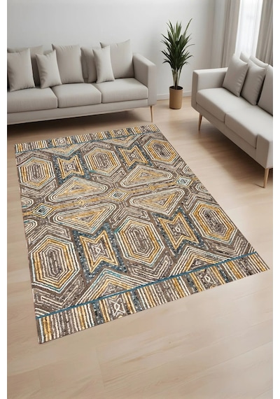 Eliana Home Dijital Baskı Yıkanabilir Kaymaz Taban Salon Halısı Ve Yolluk Rvg0984-fnl234 Kahverengi