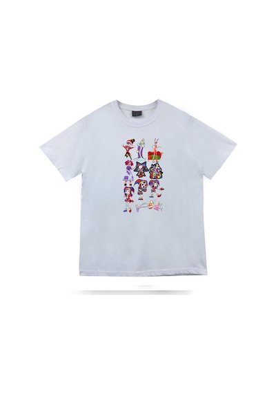 Stoned&Fame The Amazing Digital Circus Baskılı %100 Pamuk Unisex Beyaz T-shirt Beyaz