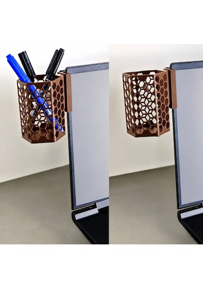 3d Baskı Monitor Kalemlik - Petek Desenli Laptop Kenar Altıgen Kalemlik-kahverengi Çok Renkli