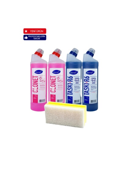 Diversey Clonet Banyo Ve R6 Tuvalet Temizleyici 750 Ml 2'şer Adet + Hassas Temizlik Süngeri 1 Adet 160gr