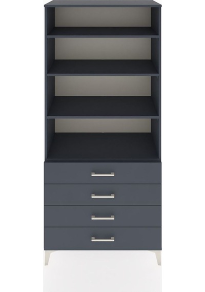 Hyperion Dolap 4 Raflı 4 Çekmeceli 88x44x195 Antrasit-antrasit Antrasit