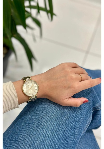 Ferrucci Kararmaz Çelik Kasa&kordon-taşlı Şık Kadın Kol Saati 36 Mm Çap Gold