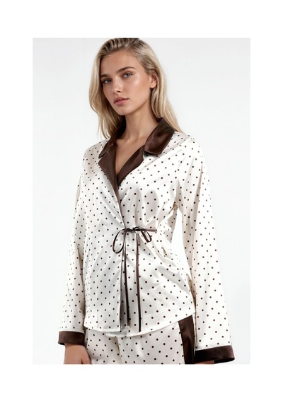 Hiccup Puantiyeli Saten Dokuma Pijama Takımı Çok Renkli