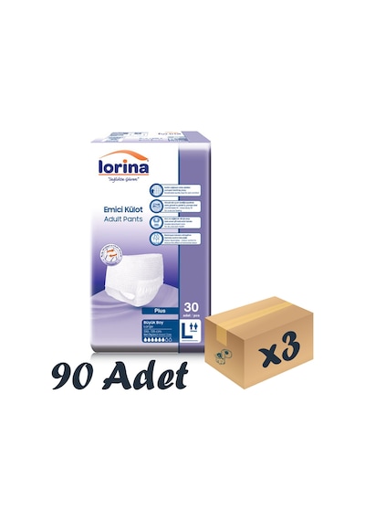Lorina 6 Damla Yetişkin Emici Külot L 3 x 30'Lu
