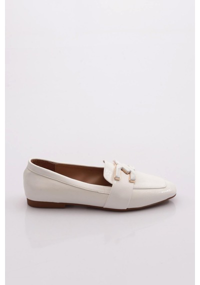 Dgn 5005 Kadin Tokali Loafer Beyaz