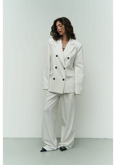 Mai Collection Mai Studios Co. Bianda Çizgili Ekru Pantolon Ekru