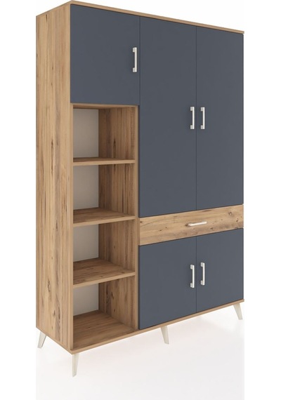 Hyperion Dolap 8 Raflı Tek Çekmeceli 5 Kapaklı 132x44x195 Çam-antrasit/çam Antrasıt/atlas Çam Hyperion Dolap 8 Raflı Tek Çekmeceli 5 Kapaklı 132x44x195 Çam-antrasit/çam Antrasıt/atlas Çam