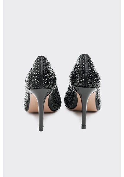 Derinet İnce Topuk Kadın Stiletto Siyah Siyah