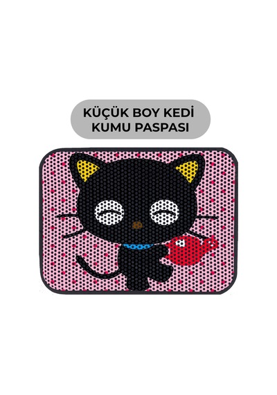 Renkli Desenli Elekli Kedi Tuvalet Önü Paspası 45 X 60 Cm Küçük Pembe - 834019619