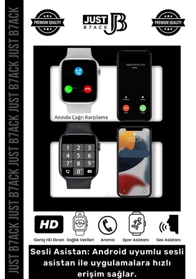 Akıllısaat 44mm T700s Watch 7 Apple Uyumlu iOS Android Sağlık Sensörlü Bluetooth Aramalı Alarm Akıllı Saat