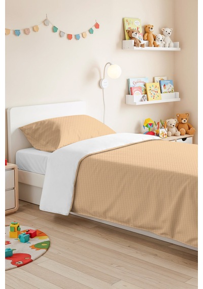 Bej Minimal Genç Odası Tek Kişilik Pike Takımı - Kapitone Modern Krem 160x220 Cm Yatak Örtüsü Pastel Misk Baharı