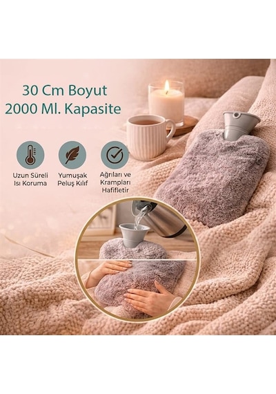 Sn-29909 Peluş Kılıflı Yumuşak Dokulu 30 Cm 2000 Ml Kapasiteli Sıcak Su Torbası Belirtilmemis