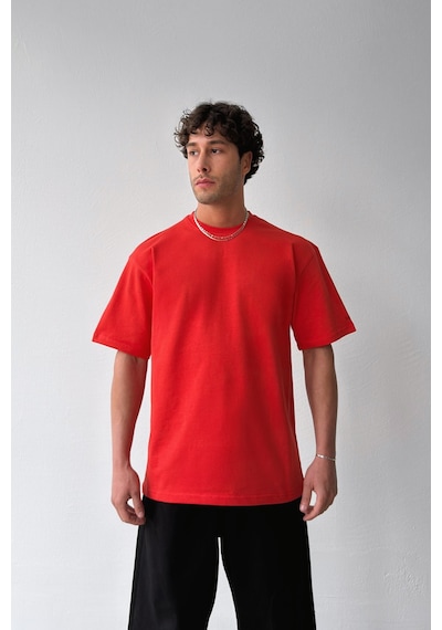 Flaw Atelıer Basic Oversize Fit Kırmızı Tişört-29499