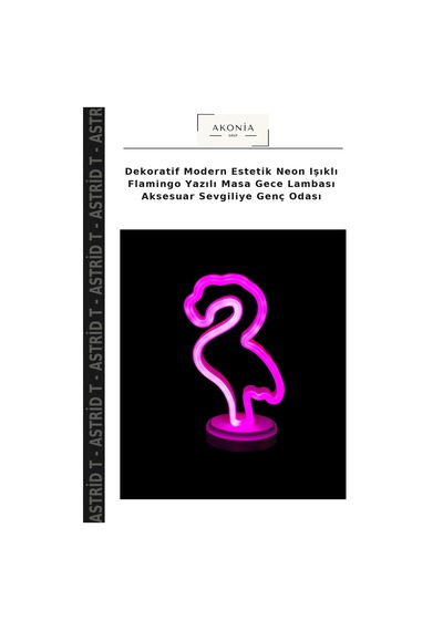 Dekoratif Modern Estetik Neon Işıklı Flamingo Yazılı Masa Gece Lambası Aksesuar Sevgiliye Genç Odası Pembe