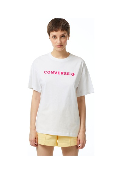 Converse Wordmark Oversize Fit Kadın Beyaz T-shirt