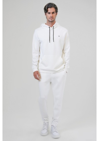 Back & Bond Beyaz Regular Fit Pamuklu Kapüşonlu Sweatshirt-beyaz Beyaz