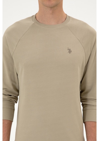 U.S. Polo Assn. Erkek Regular Fit Bisiklet Yaka Açık Haki İnce Basic Sweatshirt 50313752-VR183