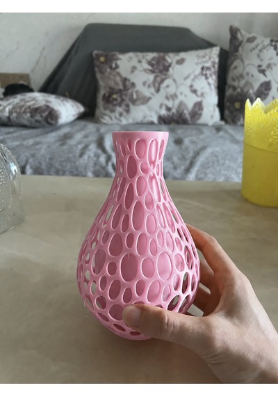 3d Baskı Petek Dokulu Vazo - Delikli Dekoratif Vazo-pembe Çok Renkli