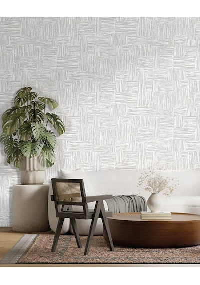 Adawall Muse Koleksiyonu- 25101-1 Gri Dokulu Silinebilir Nonwoven Vinil Duvar Kağıdı- Açık Gri, 1.06x15.6m - 16.5m² Krem
