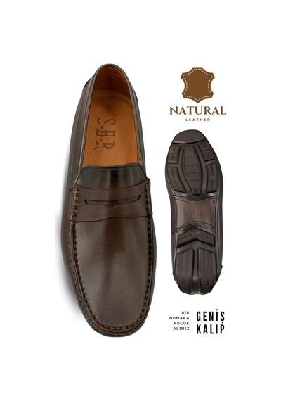 Sermoda Erkek Loafer - Hakiki Deri Rok Loafer Erkek Ayakkabı Kahve