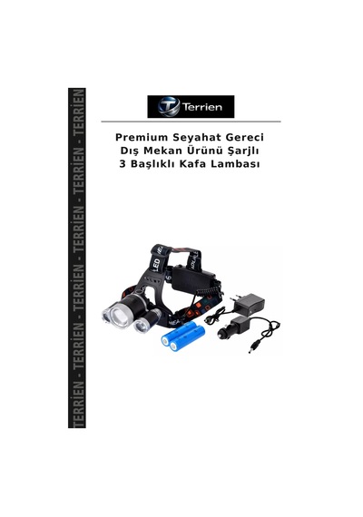 Premium Seyahat Gereci Dış Mekan Ürünü Şarjlı 3 Başlıklı Kafa Lambası Çok Renkli