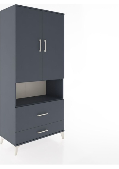 Hyperion Dolap 2 Raflı 2 Çekmeceli Tek Askılı 88x44x195 Antra... Antrasit