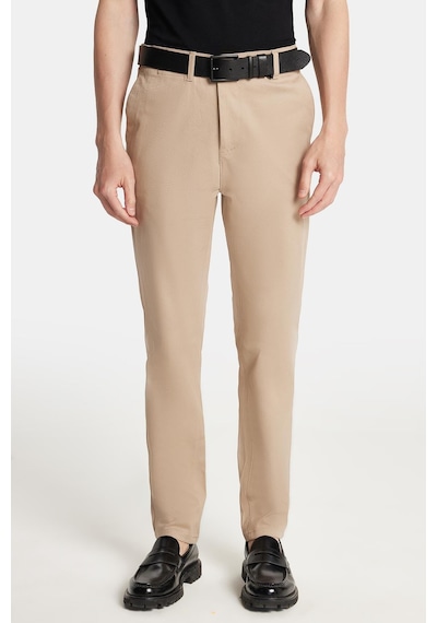 Tudors Erkek Regular Fit Chino Esnek Yandan Cepli Önü Fermuarlı Pamuklu Dokulu Bej Pantolon-34528 Bej