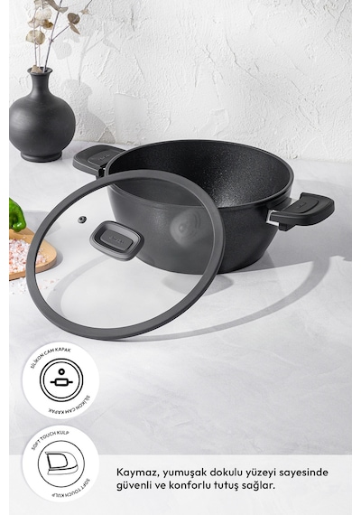 Emsan Diamente Derin Tencere 24 Cm Siyah